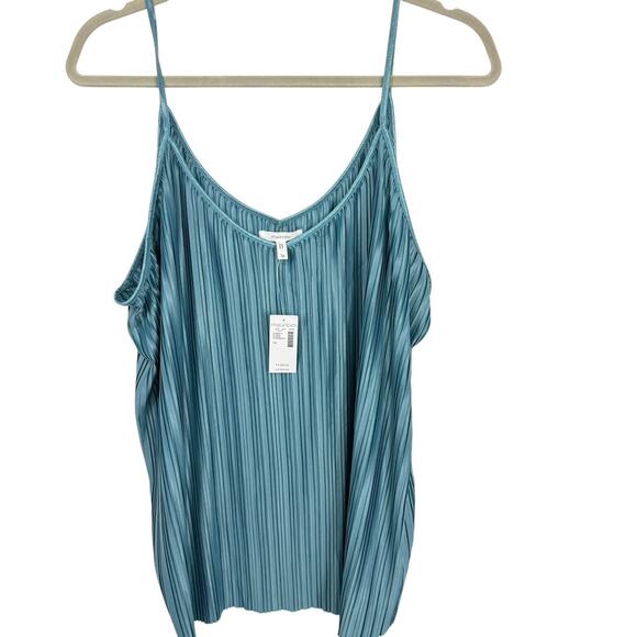 NEW Maurices Silky Pleated Spaghetti Strap Top Plus Size 1X Teal Blue - Picture 1 of 11